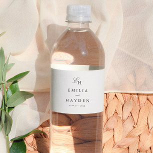 Boho Minimalist Arch Photo Wedding Water Bottle Label