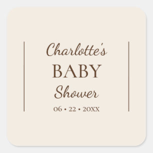 Boho Minimalist Beige Baby Shower Envelope Seal