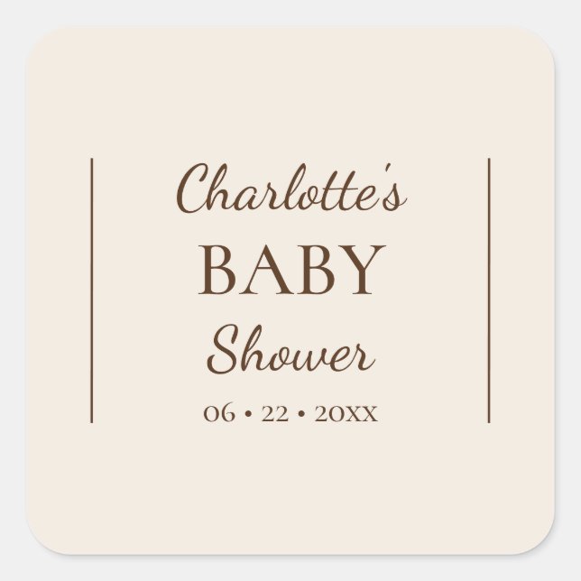 Boho Minimalist Beige Baby Shower Envelope Seal (Front)