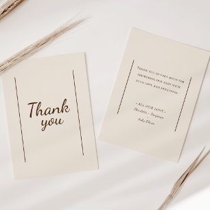 Boho Minimalist Beige Baby Shower Thank You Card