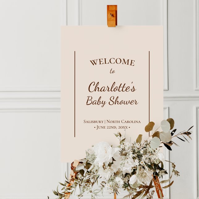 Boho Minimalist Beige Baby Shower Welcome Sign (Creator Uploaded)