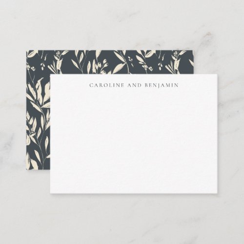 Boho Minimalist Black Floral Custom Gift Enclosure Note Card