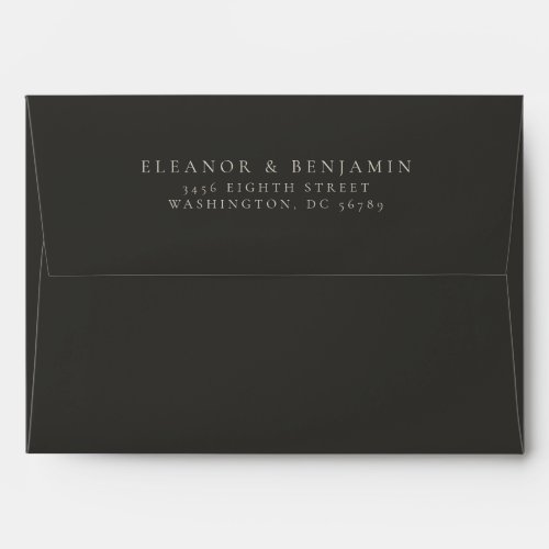 Boho Minimalist Botanical Black and Ivory Wedding Envelope