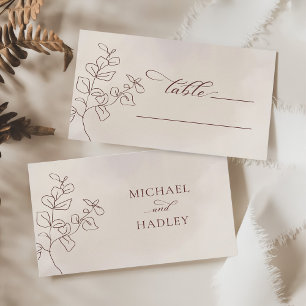 Boho Minimalist Botanical Floral Wedding Place Card
