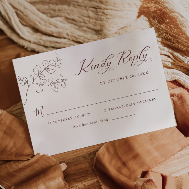Boho Minimalist Botanical Floral Wedding  RSVP Card (Creator Uploaded)