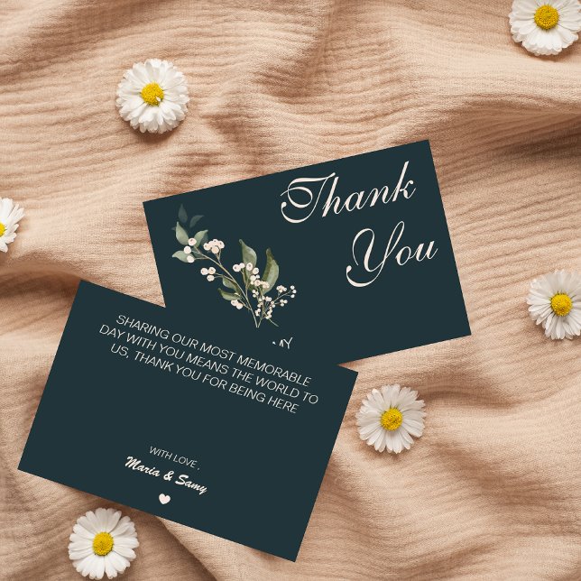 Boho Minimalist Botanicals green Thank You Card (Creator Uploaded)
