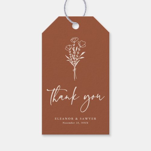 Boho Minimalist Botanicals Terracotta Wedding Gift Gift Tags