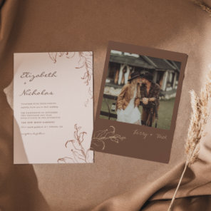 Boho Minimalist Botanicals Terracotta Wedding   Invitation