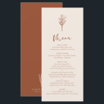 Boho Minimalist Botanicals Terracotta Wedding Menu<br><div class="desc">Add these customizable botanical minimalist menu cards to your event's tablescape. It features a modern floral bouquet line with whimsical calligraphy. Personalize this boho menu card by adding names,  dates and meal choices. This terracotta menu card is perfect for weddings,  baby showers,  bridal showers,  birthdays,  and so much more.</div>