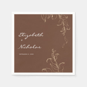 Boho Minimalist Botanicals Terracotta Wedding Napkins