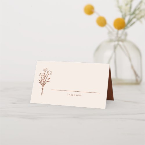 Boho Minimalist Botanicals Terracotta Wedding Place Card
