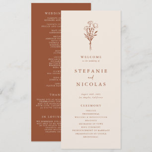 Boho Minimalist Botanicals Terracotta Wedding Program