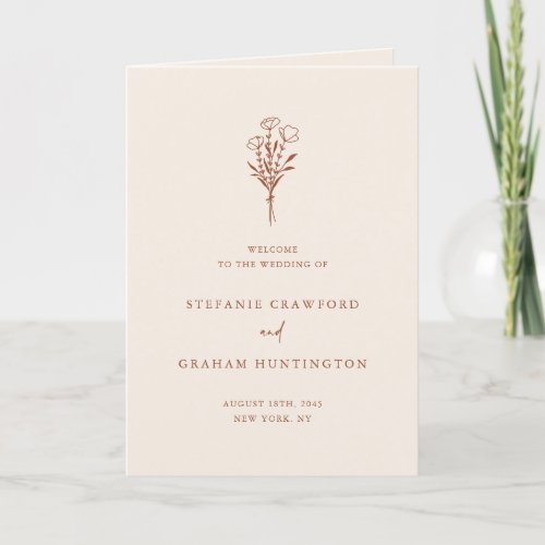 Boho Minimalist Botanicals Terracotta Wedding Program