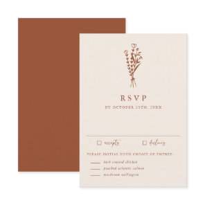 Boho Minimalist Botanicals Terracotta Wedding RSVP Card