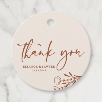 Boho Minimalist Bouquet Terracotta Thank You Favor Tags by misstallulah at Zazzle