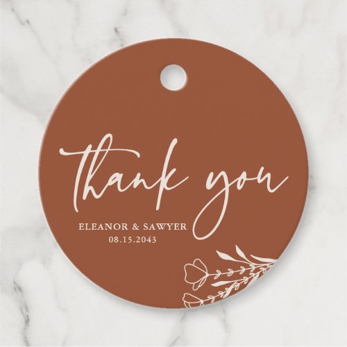 Boho Minimalist Bouquet Terracotta Thank You Favor Tags