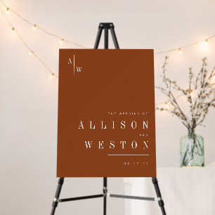 Boho Minimalist Burnt Orange Wedding Welcome Sign