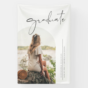 Boho Minimalist Calligraphy Arch Photo Graduation Banner