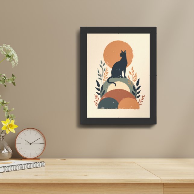boho minimalist cat wall art (Table Top)
