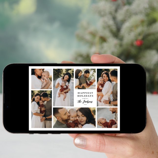 Boho Minimalist Christmas 7 Photo Collage Holiday (Front Digital)