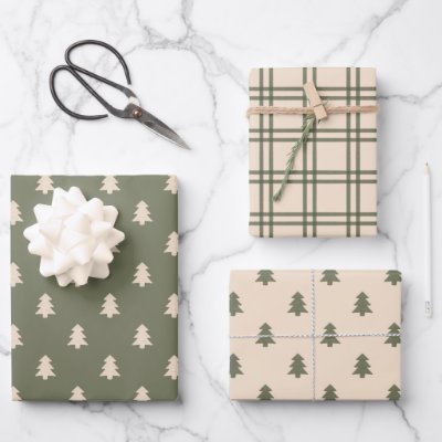 Boho Minimalist Christmas Winter Neutral Modern Wrapping Paper Sheets