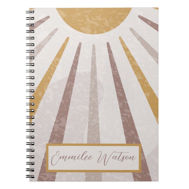 Boho Minimalist, Custom Script Name, Notebook (Front)