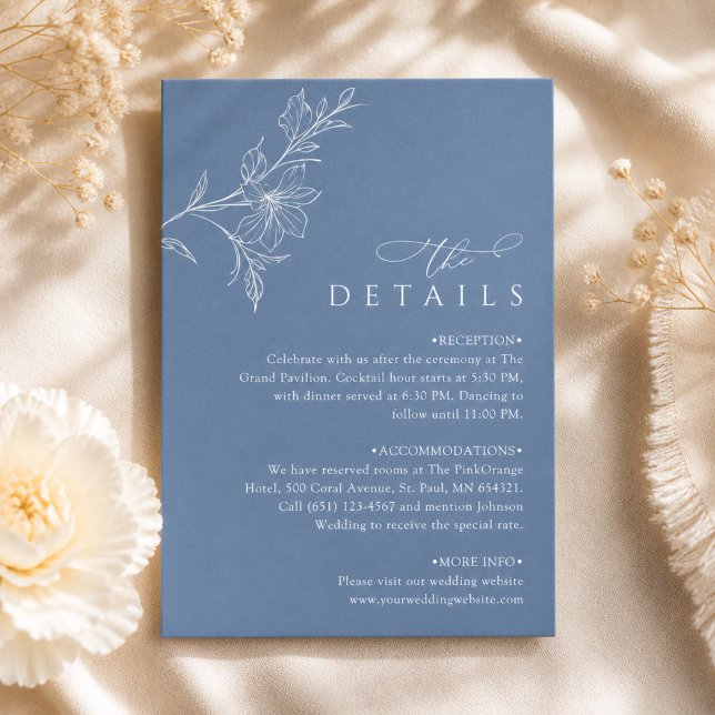 Boho Minimalist Dusty Blue Wedding Details Enclosure Card (Creator Uploaded)