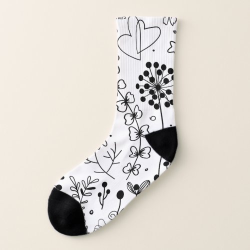 Boho Minimalist Floral Socks