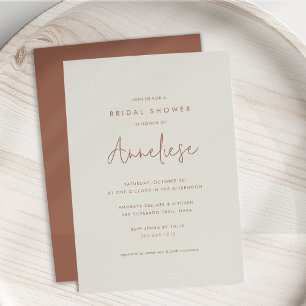 Boho Minimalist Handwritten Script Bridal Shower Invitation