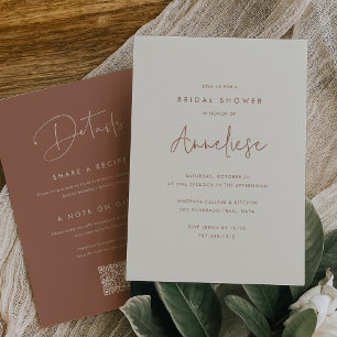 Boho Minimalist Handwritten Script Bridal Shower Invitation