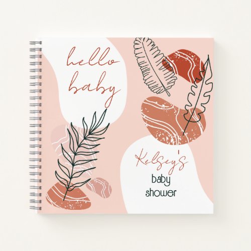 Boho Minimalist Hello Baby Shower Blush Guest Book