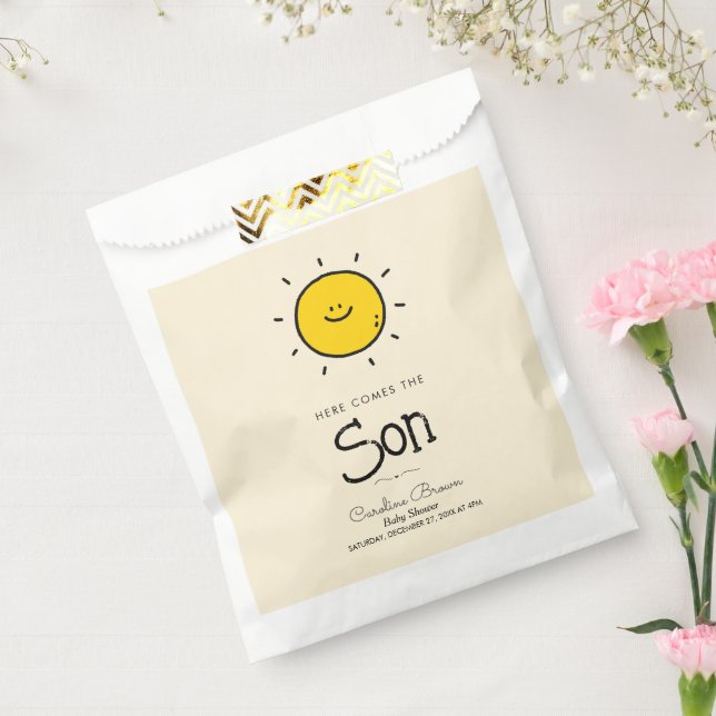 Boho Minimalist here comes the son Baby Shower  Favor Bag (Sealed)