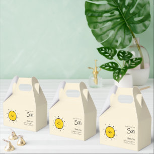 Boho Minimalist Here Comes the Sun Baby Shower Favor Boxes