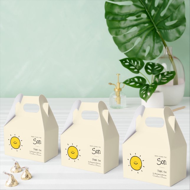 Boho Minimalist Here Comes the Sun Baby Shower Favor Boxes (Multiple)