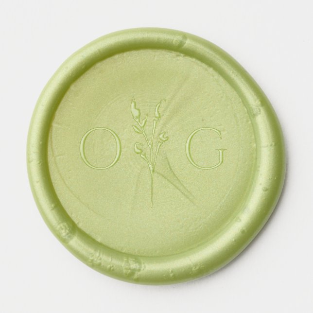 Boho Minimalist Initials Greenery  Wedding Wax Seal Sticker (Front)
