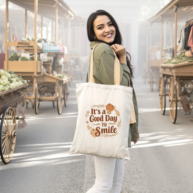 Boho Minimalist It's a Good Day to Smile Tote Bag (Creator Uploaded)