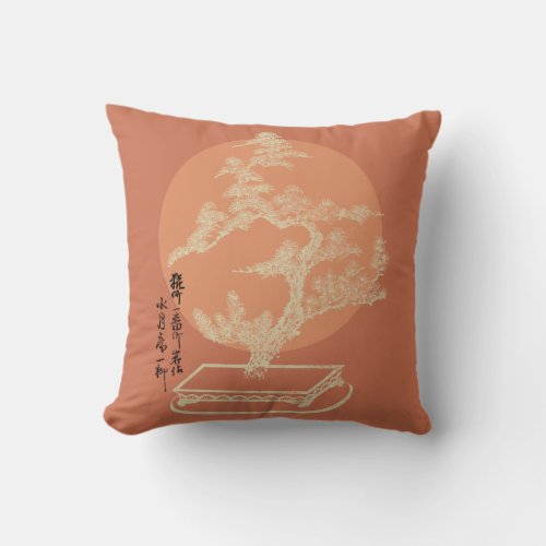 Boho minimalist japanese bonsai boho style throw pillow