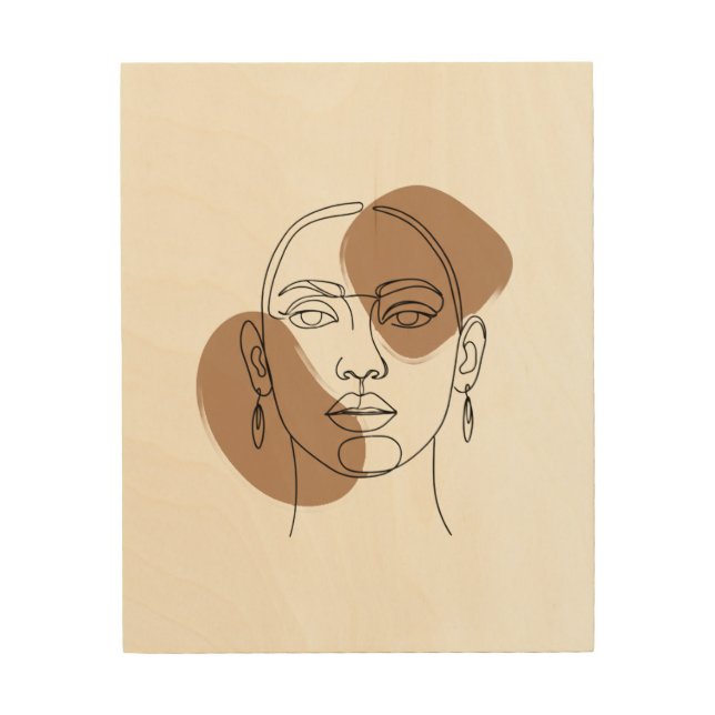 Boho Minimalist Line Art Face Wall Art – Abstract  (Front)