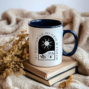 Boho Minimalist Moon Black and White Affirmation Mug