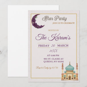 Boho  Minimalist Mosque Ramadan Iftar Party  Invitation