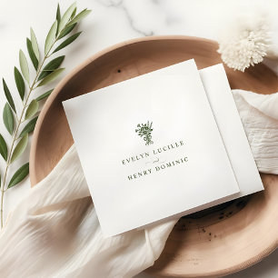 Boho Minimalist Olive Green Wedding Party Napkins