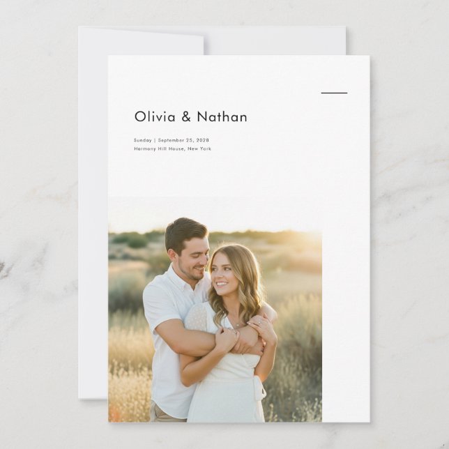 Boho Minimalist Photo Wedding Invitation (Front)