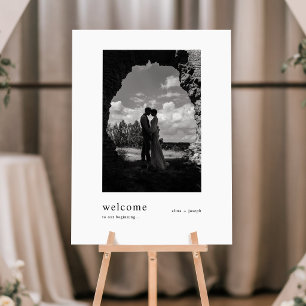 Boho Minimalist Photo Wedding Welcome Foam Board