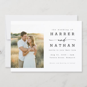 Boho Minimalist QR Code Photo Wedding Invitation