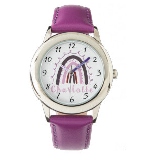 Boho Minimalist Rainbow With Personalized Name Watch