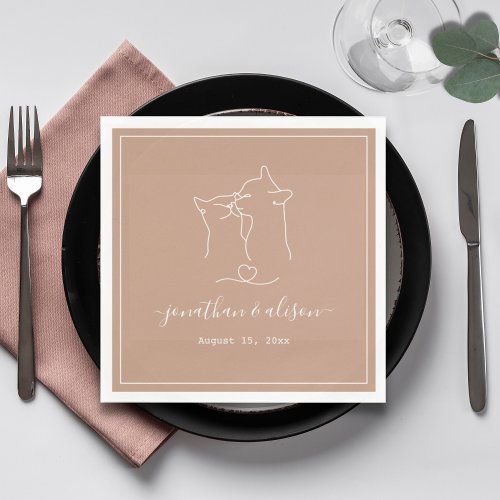 Boho Minimalist Rose Gold Engagement Wedding Napkins