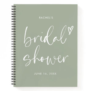 Boho Minimalist Sage Green Script Bridal Shower  Notebook