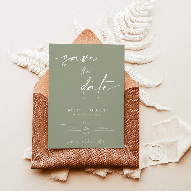 Boho Minimalist Save the Dates |  Modern Greenery Invitation (Creator Uploaded)