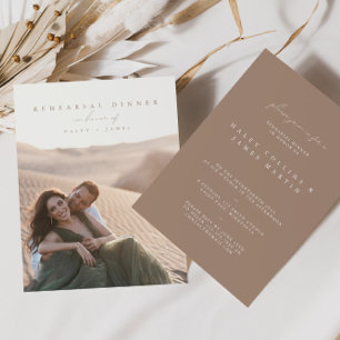 Boho Minimalist Script Photo Rehearsal Dinner Invitation