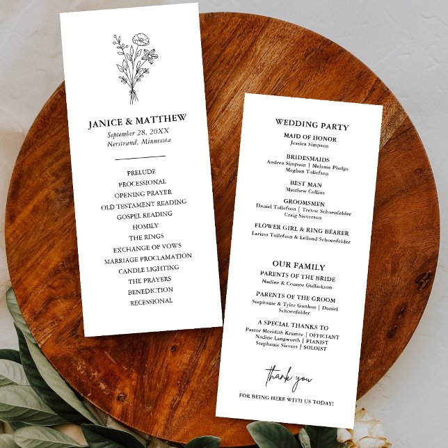 Boho Minimalist Simple Elegant Wedding Program (Creator Uploaded)